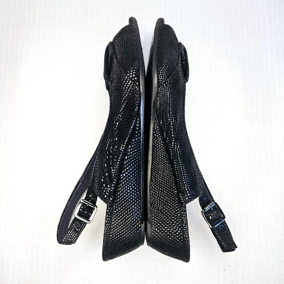 Vaneli Black Slingback Peep Toe Wedge Heel Adjustable Buckled Strap Size 8N - Picture 3 of 13